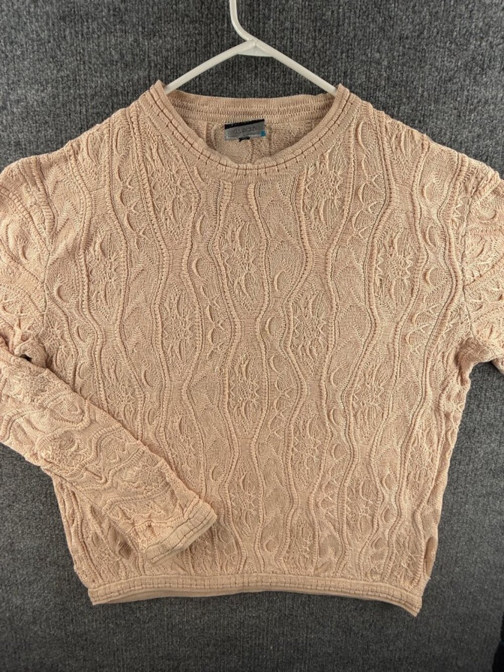 Coogi Peach Cable Knit Australia Pullover All Cotton 2XL Sweater 3D Textured